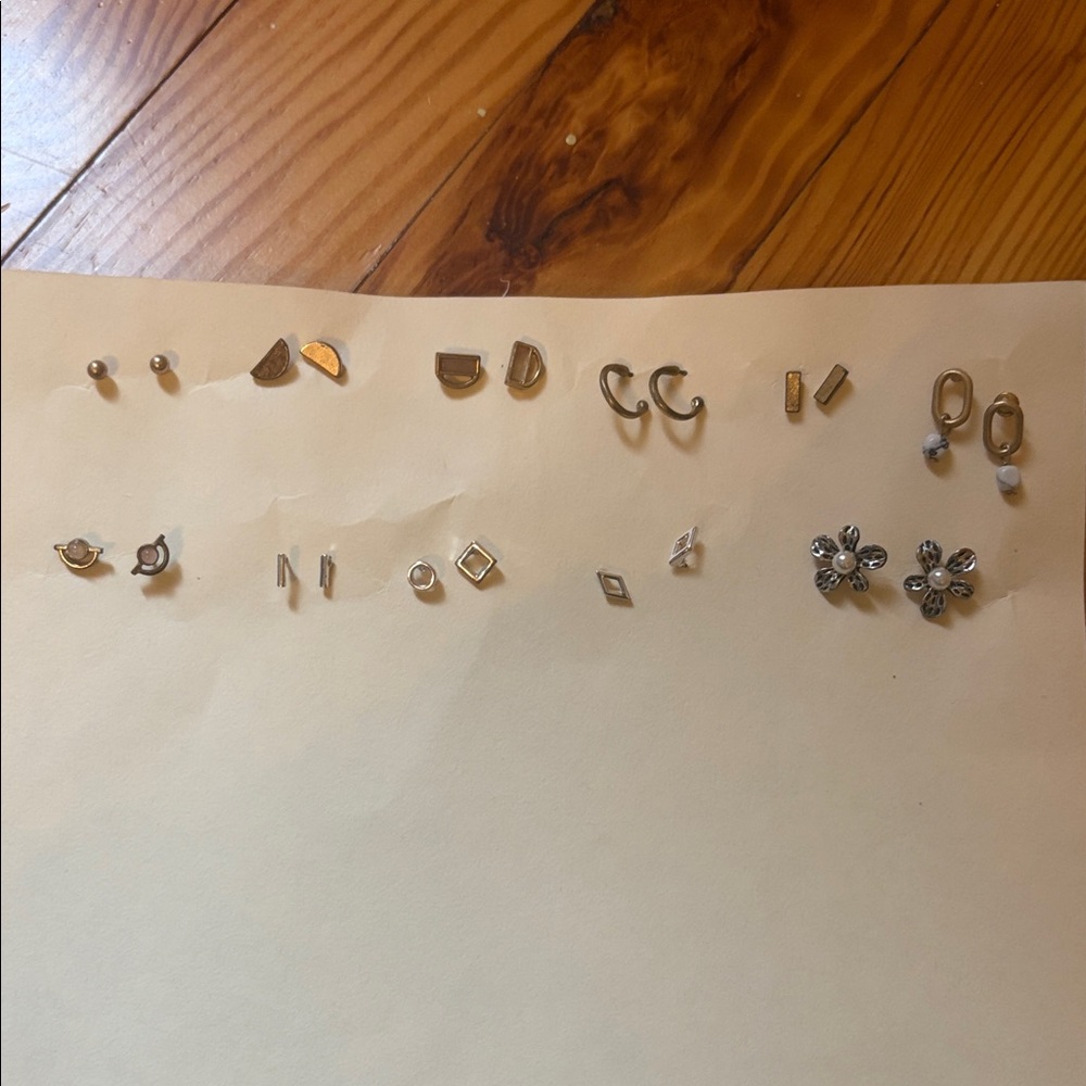 Elegant Gold and Silver plated Earring Set 11 pairs with backs